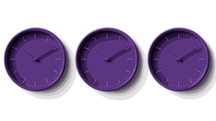 Three Purple Round Wall Clocks Minimalist Home Decor