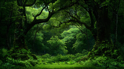 Naklejka premium Dark Lush Forest Scene