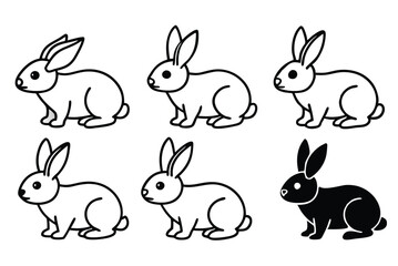 A cute cartoon vector set of happy Easter bunny animal illustrations for spring holiday design