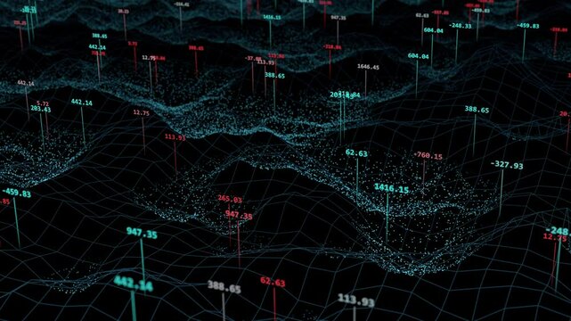 stock market, financial graph database computing space representation 3d animation. Can be used to represent global economy network, reserve bank capital, futuristic artificial intelligence investment