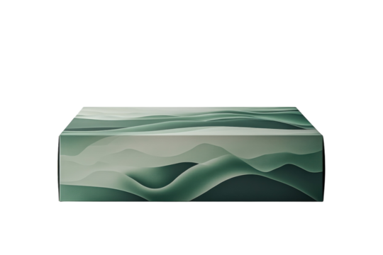 Serene green landscape block minimalist design perfect for mockups on transparent background