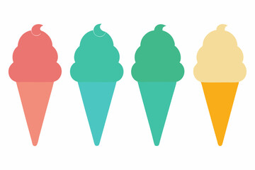 set of ice cream cone silhouette vector illustration
