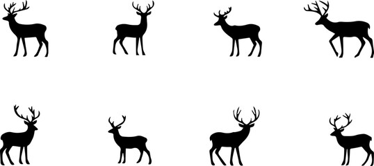 Silhouettes of Deers , vector illustration