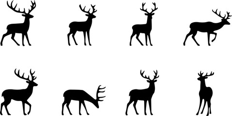 Silhouettes of Deers , vector illustration