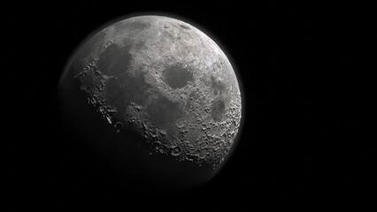 moon rotation with craters lunar phases 3d representation. Can be used to represent a lunar eclipse surface, depth map topography or space exploration orbit telescope