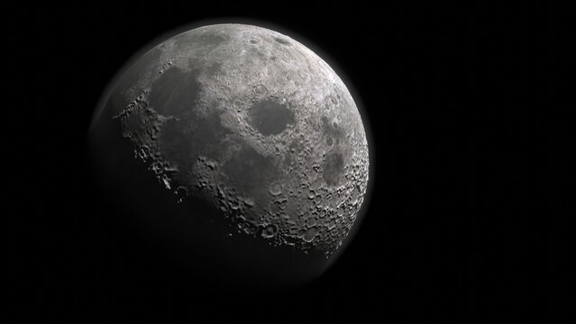 moon rotation with craters lunar phases 3d representation. Can be used to represent a lunar eclipse surface, depth map topography or space exploration orbit telescope