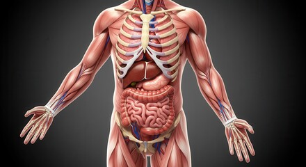 Human Body Anatomy Internal Organs Muscles Skeleton System Illustration