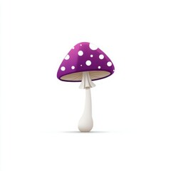 Colorful Purple Mushroom with White Dots on a White Background