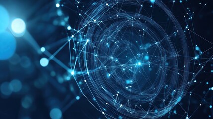 Abstract Digital Technology: Interconnected circles and lines on a sleek blue backdrop, creating a dynamic and modern feel ideal for technology-focused visuals.