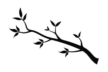 Tree branch silhouette vector art illustration