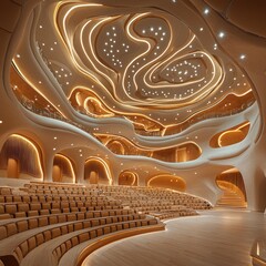 Spectacular Contemporary Auditorium Design with Glowing Architectural Features