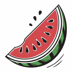 watermelon bite silhouette vector illustration