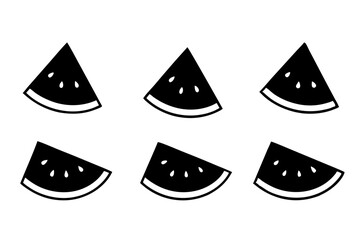 set of watermelon bite silhouette vector illustration