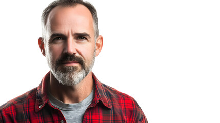 Obraz premium Confident Middle-Aged Man Standing Against White Background in Professional Portrait Shot