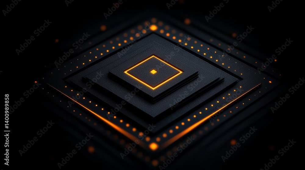 Aufkleber black square with orange dots on it. the squares are arranged in a diamond shape. the image has a fu