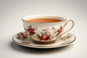 Fototapeta premium porcelain teacup with saucer on a white background 