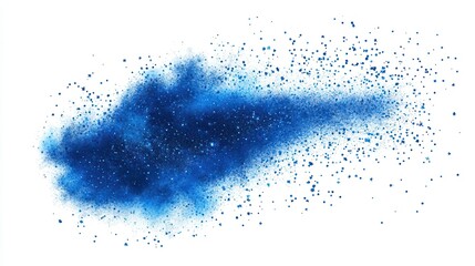 Obraz premium Watercolor blue glitter dust in space on a white background. Abstract starry sky with stars and nebulae. Hand-drawn illustration. Design for a banner, card, poster, flyer, or.