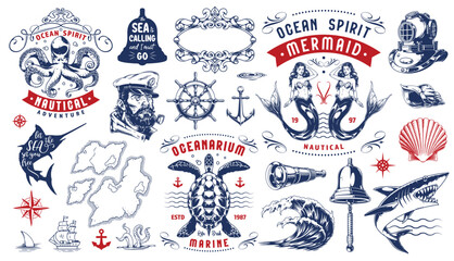 Nautical designs with ocean motifs