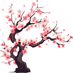 A stylized depiction of a blossoming cherry blossom tree.