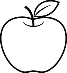 Apple outline art in black and white transparent
