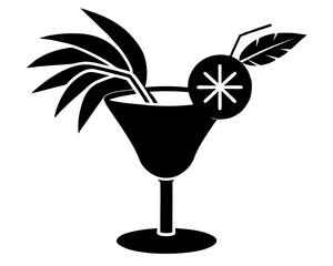 tropical cocktail icon silhouette vector illustration