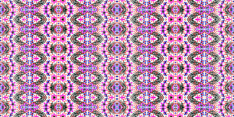 Green Color Bohemian Pattern. Seamless Ikat Brush. Blue Color Boho Ethnic Batik. Purple Color Bohemian Texture. Tribal Geometric Brush. Abstract Watercolour Repeat Pattern Abstract Stripe Geo Brush.