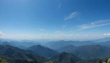 Serene Mountain Range Panorama Under Clear Blue Sky