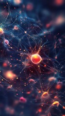 Obraz premium Abstract rendering of a network of interconnected neuron structures