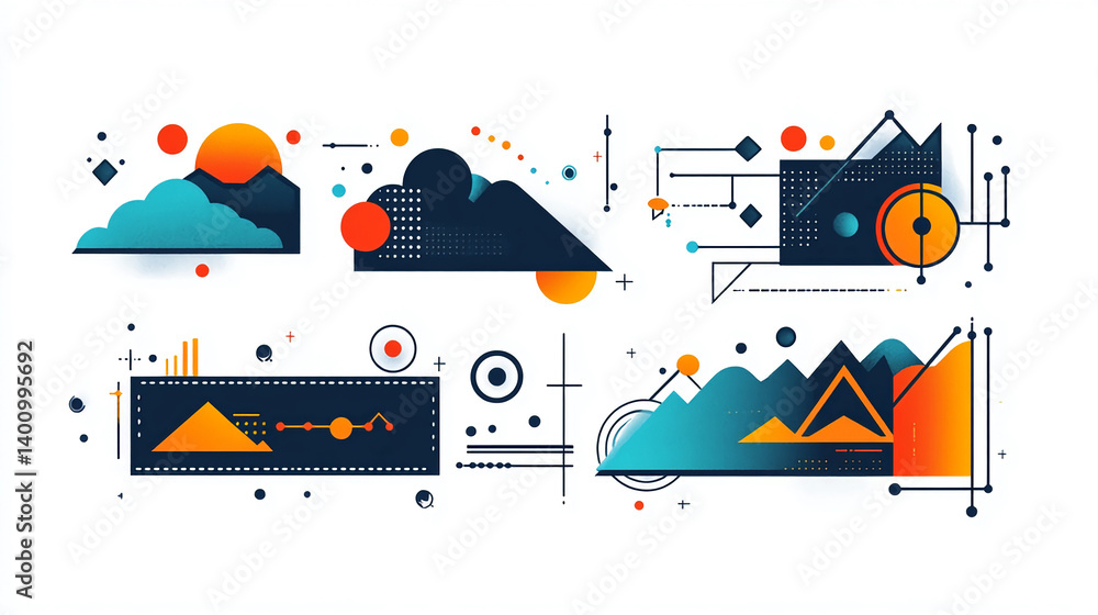 Poster abstract geometric design elements vector illustration for graphic design and web design projects us