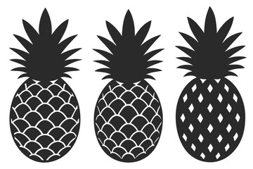 set of pineapple slice silhouette vector illustration