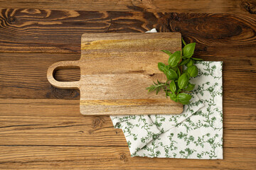 Empty Cutting Board Texture Background, Wooden Chopping Board Mockup with Copy Space for Text