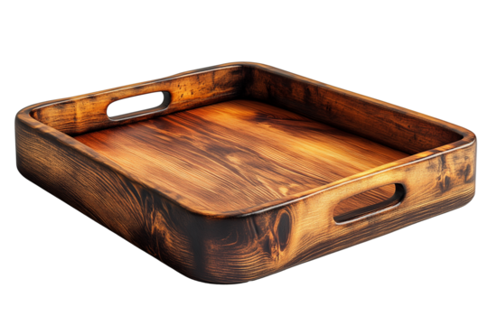 wooden or metal serving tray on a white background

