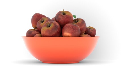 apple in a basket on white background