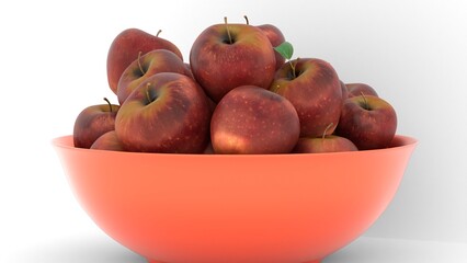 apple in a basket on white background