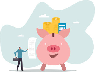 Budget, expense and cost calculation, investment advisor or financial planning .character for design.