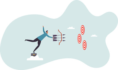 Multitasking or multiple purpose strategy, aiming for many targets or goal, skillful professional to achieve success in work and career .character for design.