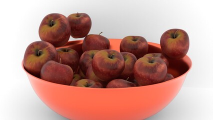 apple scattered in a plastic basket