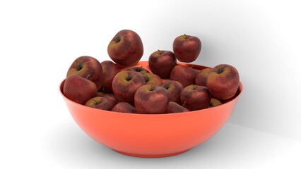 apple scattered in a plastic basket