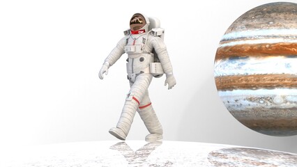 astronaut in spacesuit with jupiter planet © Masihullah