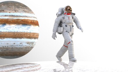 astronaut in spacesuit with jupiter planet © Masihullah
