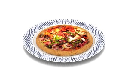 beef meat pizza in plate