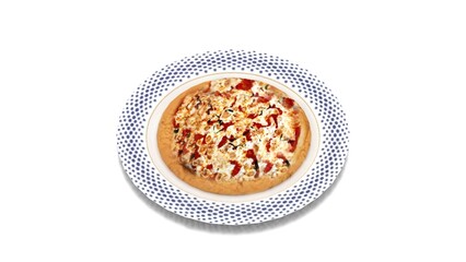 beef meat pizza in plate