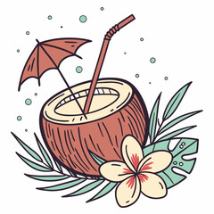 coconut drink silhouette vector illustration