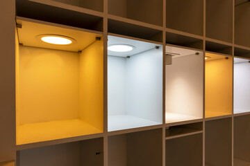 For interior design purposes, a light box shows various light temperatures.