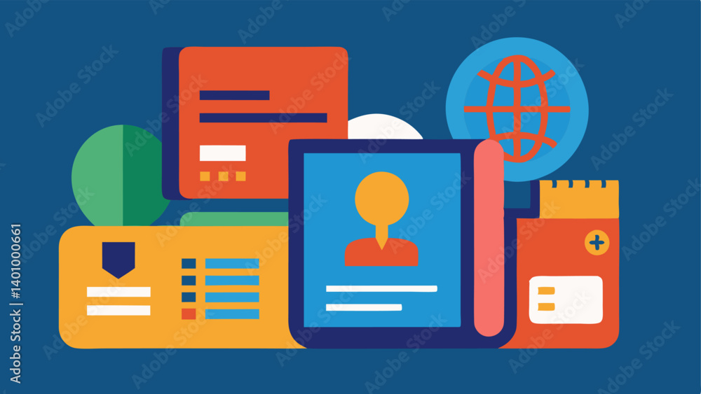 Poster identity documents overlap a graphic showing various identification documents like id cards and pass