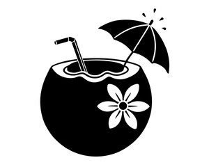 coconut drink silhouette vector illustration