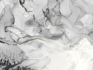 Glitter Water Color Marble. Gray Alcohol Ink