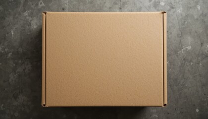 Fototapeta premium Top View of a Closed Cardboard Box with Clean Edges Perfect for Packaging and Shipping