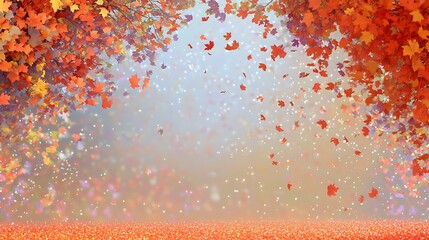 AutumnLeavesBackdrop withColorfulOrange andRedFallenLeaves