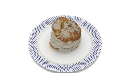 cream puff patties in plate with white background